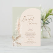Invitation Boho Pampas Grass Or Géométrique Sage Bride (Debout devant)