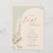 Invitation Boho Pampas Grass Or Géométrique Sage Bride (Devant / Derrière)