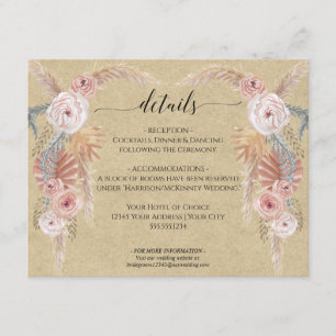 Invitation Boho Pampas Grass Palm Foliage Détails sur le Mari