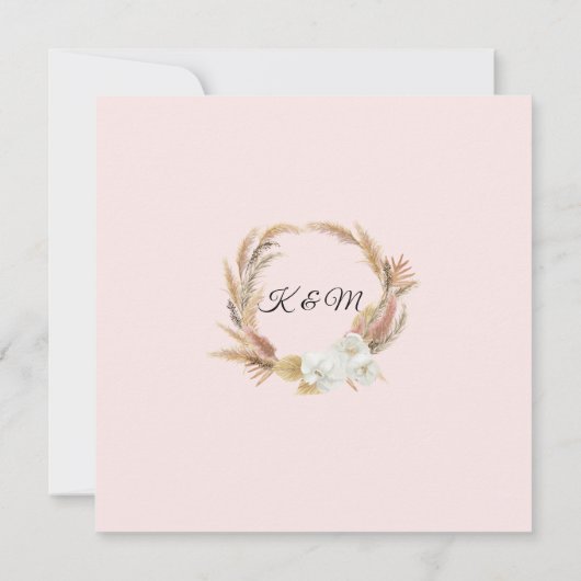 Invitation BOHO Pampas Grass Palm Folid Orchidée florale (Dos)