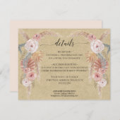 Invitation Boho Pampas Grass Palm Folim Détails du Mariage (Devant / Derrière)