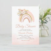 Invitation Boho Pampas Grass pink Rainbow girl Baby Shower  (Debout devant)