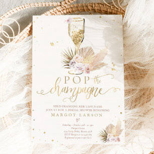 Invitation Boho Pampas Grass Pop la Fête des mariées Champagn