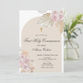 Invitation Boho Pampas Grass Première Communion Sainte (Debout devant)