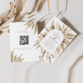 Invitation Boho Pampas Grass Qr Code Tout en un Mariage