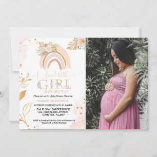 Invitation Boho Pampas Grass Rainbow Desert Girl Baby shower