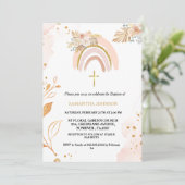 Invitation Boho Pampas Grass Rainbow Girl BAptism Christening (Debout devant)