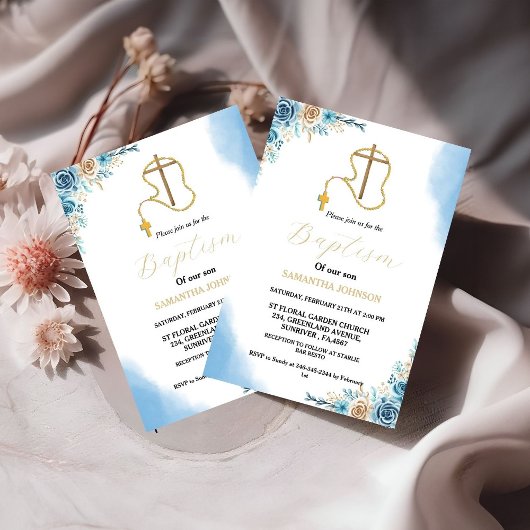 Invitation Boho Pampas Grass Rainbow Girl BAptism Christening