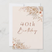 Invitation Boho Pampas Grass Rose Gold Frame Anniversaire (Dos)