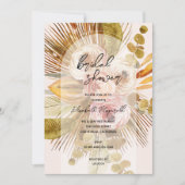 Invitation Boho Pampas Grass Roses Fête des mariées (Devant)