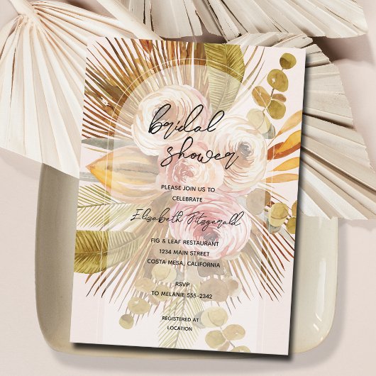 Invitation Boho Pampas Grass Roses Fête des mariées