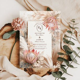 Invitation Boho Pampas Grass Rustique Mariage Design