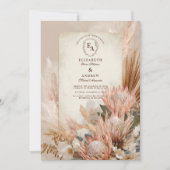 Invitation Boho Pampas Grass Rustique Mariage Design (Devant)
