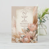 Invitation Boho Pampas Grass Rustique Mariage Design (Debout devant)
