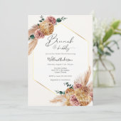 Invitation Boho Pampas Grass séché Bouquet Brunch et Bubbly (Debout devant)