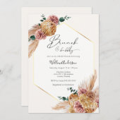 Invitation Boho Pampas Grass séché Bouquet Brunch et Bubbly (Devant / Derrière)