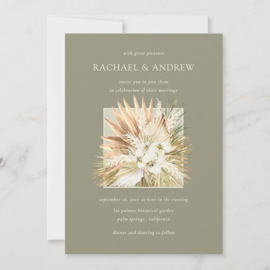 Invitation Boho Pampas Grass séché Fleurs Bouquet Mariage (Devant)