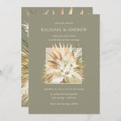 Invitation Boho Pampas Grass séché Fleurs Bouquet Mariage (Devant / Derrière)