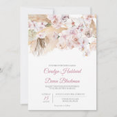 Invitation Boho Pampas Grass séché Floral Blush Rose Mariage (Devant)