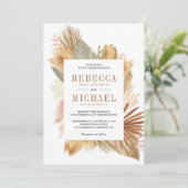 Invitation Boho Pampas Grass séché Palm Feuille Mariage (Debout devant)