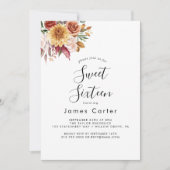 Invitation Boho Pampas Grass Sweet sixteen Anniversaire (Devant)