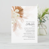Invitation Boho Pampas Grass Tan Baby shower Floral (Debout devant)