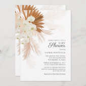 Invitation Boho Pampas Grass Tan Baby shower Floral (Devant / Derrière)