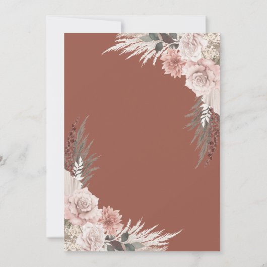 Invitation Boho Pampas Grass Terracotta Floral Mariage (Dos)
