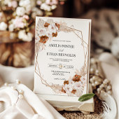 Invitation Boho Pampas Grass Terracotta Orange Floral Wedding