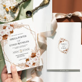 Invitation Boho Pampas Grass Terracotta Orange Floral Wedding