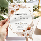 Invitation Boho Pampas Grass Terracotta Orange Floral Wedding