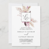 Invitation Boho Pampas Grass traditionnel Monogramme Mariage (Devant)