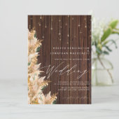 Invitation Boho Pampas Grass Twinkles lumières Mariage en boi (Debout devant)