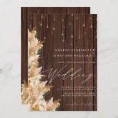 Invitation Boho Pampas Grass Twinkles lumières Mariage en boi (Devant / Derrière)