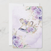 Invitation Boho Pampas Grass violet Floral Rocking Horse Baby (Dos)