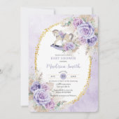Invitation Boho Pampas Grass violet Floral Rocking Horse Baby (Devant)