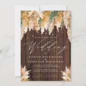 Invitation Boho Pampas Grass Wood Twinkle Mariage (Devant)