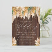 Invitation Boho Pampas Grass Wood Twinkle Mariage (Debout devant)
