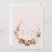 Invitation Boho Pampas Grass Wreath Sweet 16 Anniversaire (Dos)