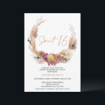 Invitation Boho Pampas Grass Wreath Sweet 16 Anniversaire<br><div class="desc">Boho Pampas Grass Wreath Sweet 16 Anniversaire Invitation Bohemian inspiré douce invitation de 16 ans avec un arrangement floral sec de couleur terreuse avec gazon de pampas et une image calligraphie moderne comme une tête dans une texture d'or faux rose. Idéal pour ceux qui recherchent une invitation d'anniversaire de sweet...</div>