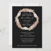 Invitation Boho Pampas Grass Wreath Tropical Black Floral (Devant)