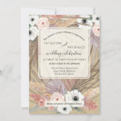 Invitation BOHO Pampas Herbe Blanc Floral Rustique Neutre (Devant)