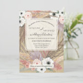 Invitation BOHO Pampas Herbe Blanc Floral Rustique Neutre (Debout devant)