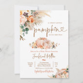 Invitation Boho Pampas Herbe Chute Floral Citrouille Baby sho (Devant)