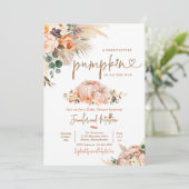 Invitation Boho Pampas Herbe Chute Floral Citrouille Baby sho (Debout devant)