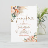 Invitation Boho Pampas Herbe Chute Floral Citrouille Baby sho (Debout devant)