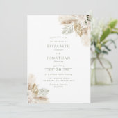 Invitation boho pampas herbe et sauge vert mariage (Debout devant)