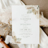 Invitation boho pampas herbe et sauge vert mariage