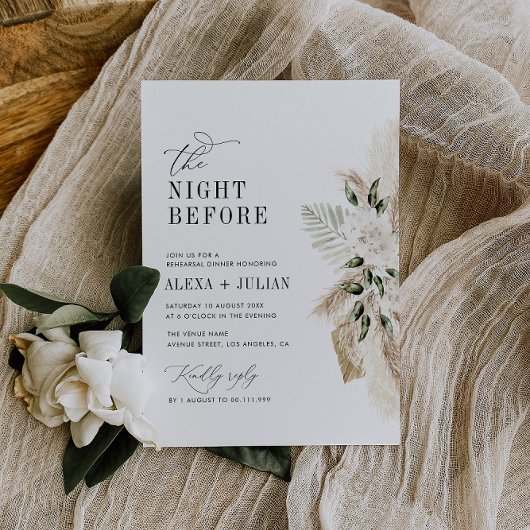 Invitation Boho pampas herbe et verdure mariage