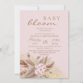 Invitation Boho Pampas Herbe Fleur Neutre Bébé Fille Douche (Devant)